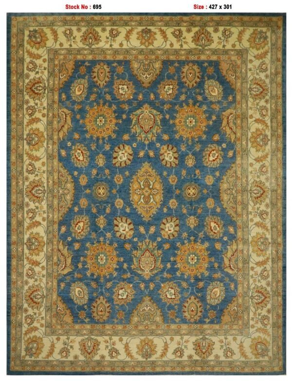 Afghan Handmade Blue Area Ziegler Rugs,STOCK #CH-695- 427 X 301 Cm, 10 X 14 Ft.