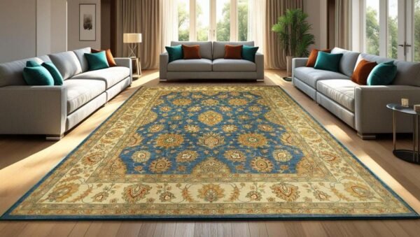 Afghan Handmade Blue Area Ziegler Rugs,STOCK #CH-695- 427 X 301 Cm, 10 X 14 Ft.