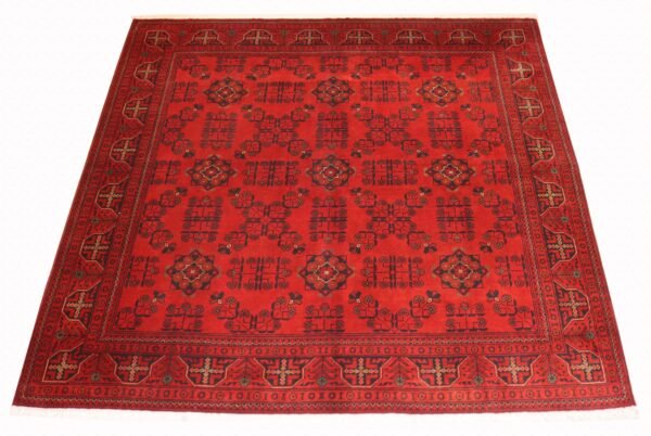 Afghan Handmade Bukhra Square Rug -Stock #KM-1-Size - 200X200CM- 6.5×6.5FT - Image 2