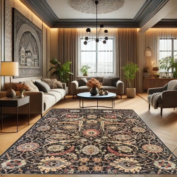 Stunning Afghan carpet displayed in a cozy living room setting.