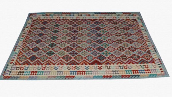 Afghan Handmade Multicolored Geometric Pattern Kilim Rug -Stock #KLM-3777-Size-591x315-Cm19.3×10.3FT - Image 6