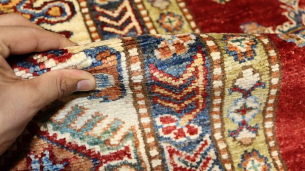Afghan Handmade Red Rug -Stock #Q-1614-Size-306X211Cm–10.03X6.92Ft. - Image 8