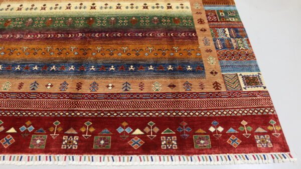 Stock #AR-2319 – Size: 304 x 208 CM (9.9 x 6.8 FT) Vibrant multicolored traditional design featuring rich reds, earthy tones, and intricate patterns. - Image 7