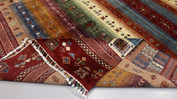 Stock #AR-2319 – Size: 304 x 208 CM (9.9 x 6.8 FT) Vibrant multicolored traditional design featuring rich reds, earthy tones, and intricate patterns. - Image 5