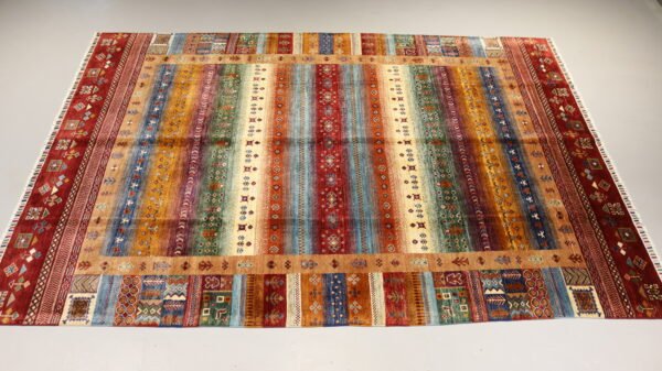 Stock #AR-2319 – Size: 304 x 208 CM (9.9 x 6.8 FT) Vibrant multicolored traditional design featuring rich reds, earthy tones, and intricate patterns. - Image 2