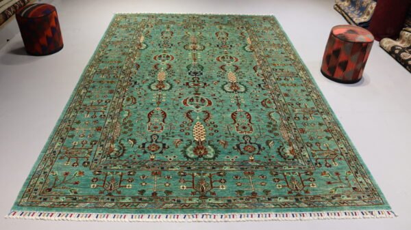 (Stock #AR-2317) – Size: 305 x 200 CM (10.0 x 6.5 FT) Vibrant multicolored traditional design featuring rich reds, earthy tones, and intricate patterns.
