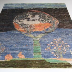 "Artistic Rug Featuring a Tree and Floral Motif, Perfect for Creating a Serene and Nature-Inspired Ambiance."(Stock #CH-901) – Size: 294 x 256 CM (9.6x 8.3 FT)