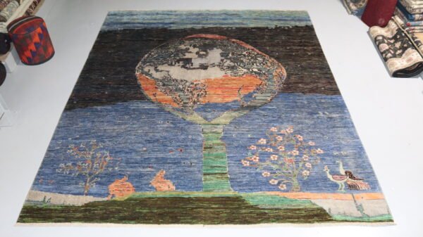 "Artistic Rug Featuring a Tree and Floral Motif, Perfect for Creating a Serene and Nature-Inspired Ambiance."(Stock #CH-901) – Size: 294 x 256 CM (9.6x 8.3 FT)