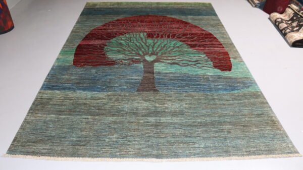 Handmade Wool Tree of Life Rug – Artistic Design with Heart Detail, Nature-Inspired Decor(Stock #CH-920) – Size: 297 x 200 CM (9.7x 6.5 FT)