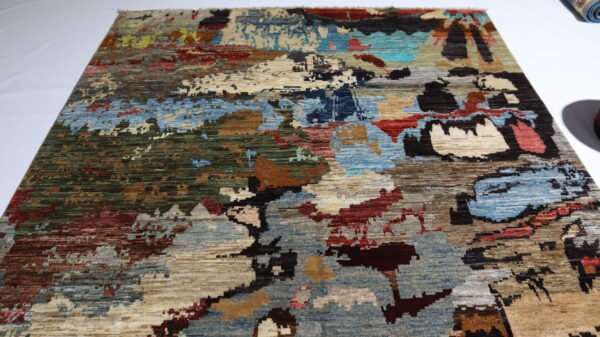 Modern Abstract Handmade Wool Rug – Earthy Landscape-Inspired Design in Rich Multitone Colors(Stock #CH-916) – Size: 290x 208CM (9.5x 6.8 FT) - Image 2
