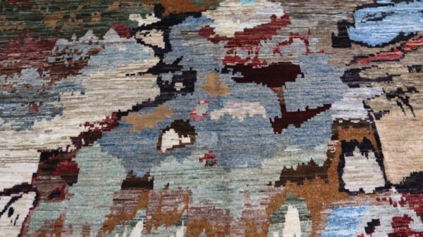 Modern Abstract Handmade Wool Rug – Earthy Landscape-Inspired Design in Rich Multitone Colors(Stock #CH-916) – Size: 290x 208CM (9.5x 6.8 FT) - Image 3