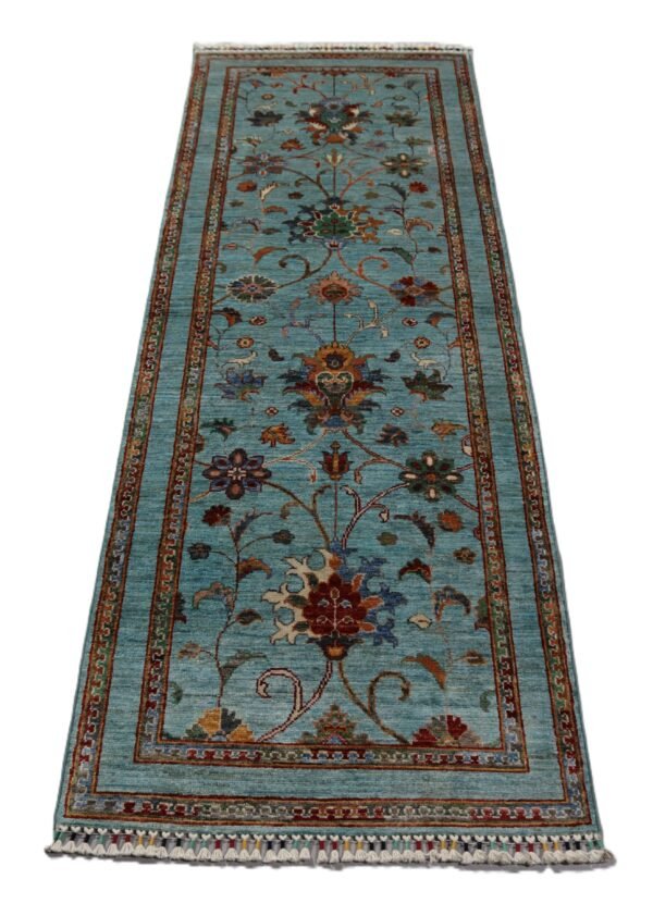 Beautiful floral Afghan rug with vibrant colors in a traditional design.